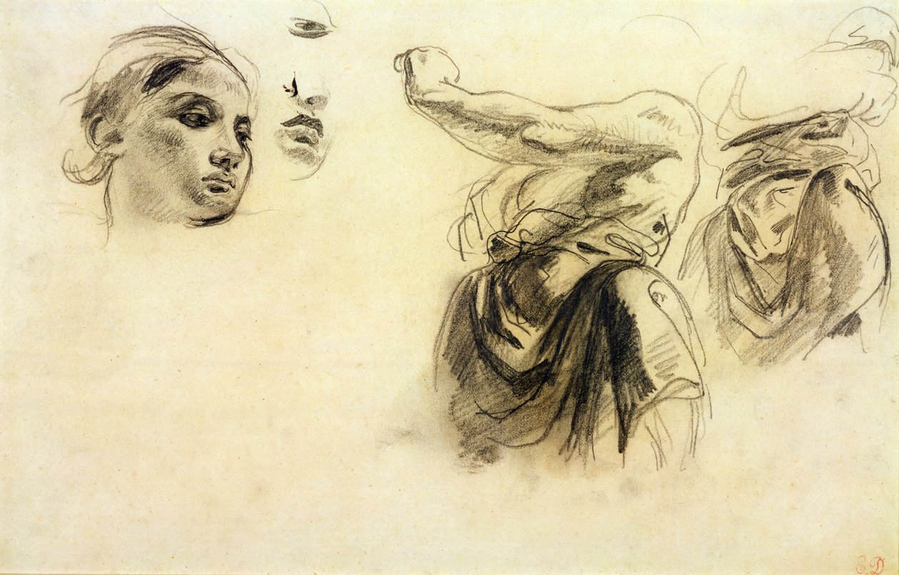 Figurstudier (grafit på papir) af Ferdinand Victor Eugene Delacroix