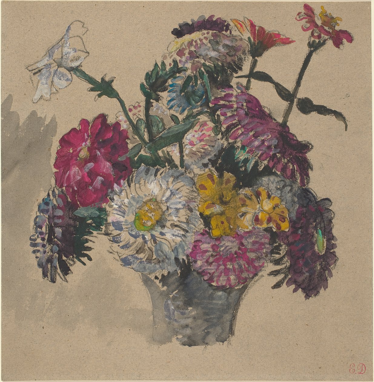 Blomster, 1843 (wc og gouache på papir) af Ferdinand Victor Eugene Delacroix