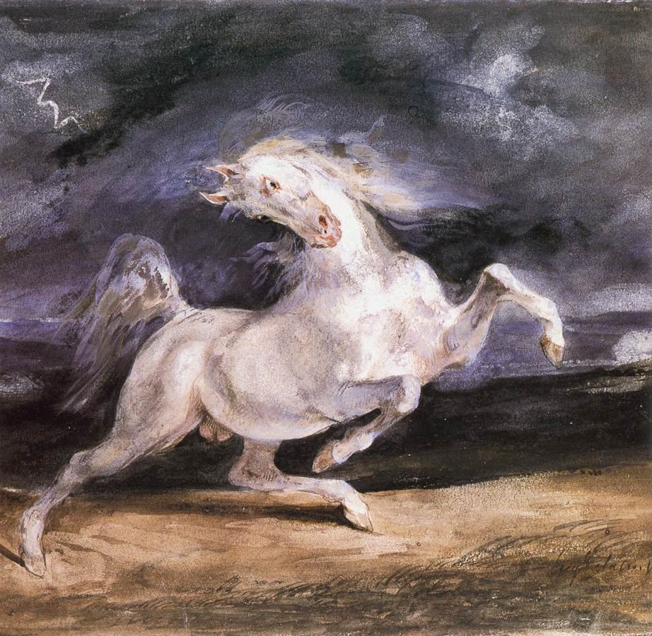 Hest skræmt af en storm af Ferdinand Victor Eugene Delacroix