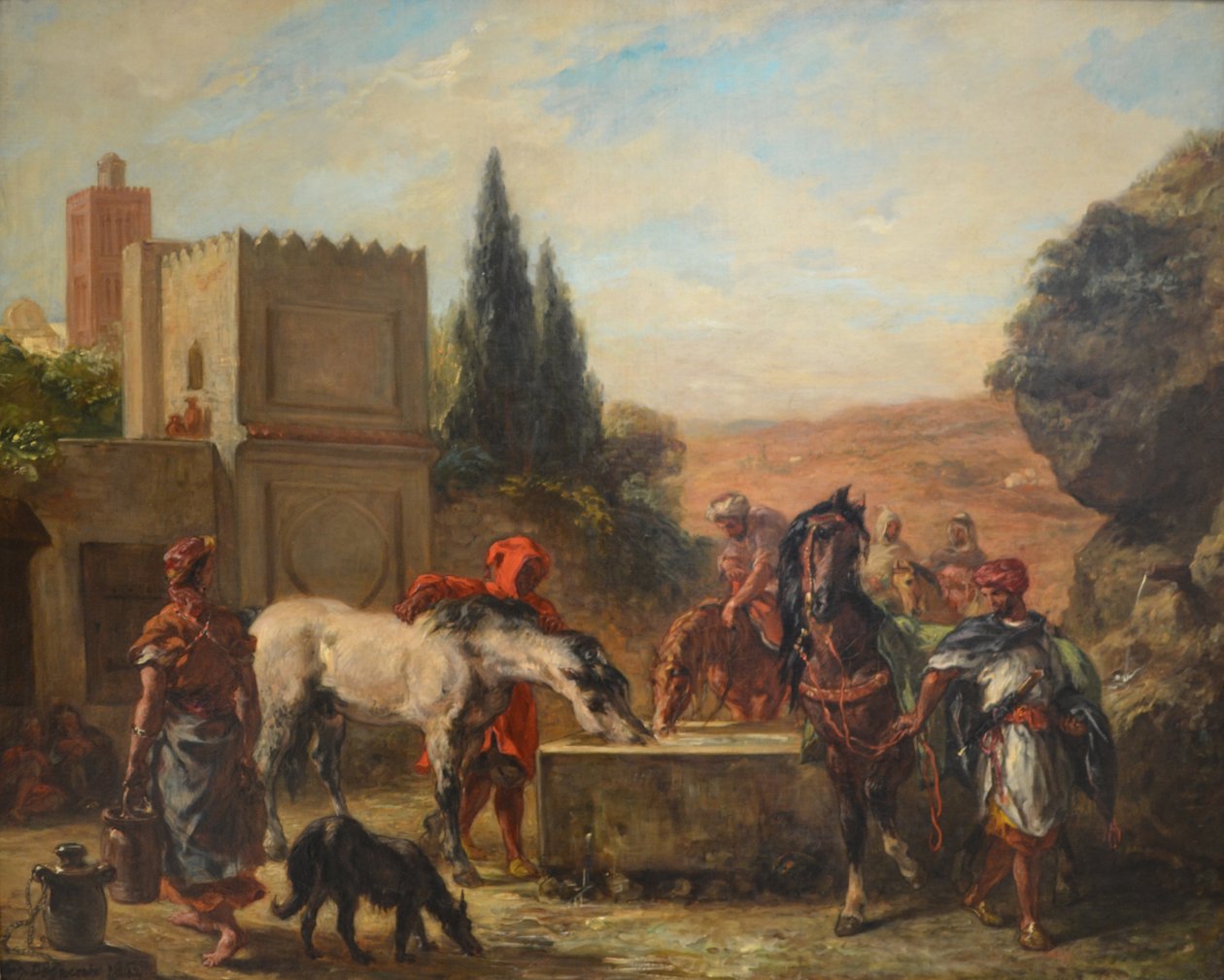 Heste ved et springvand af Ferdinand Victor Eugene Delacroix