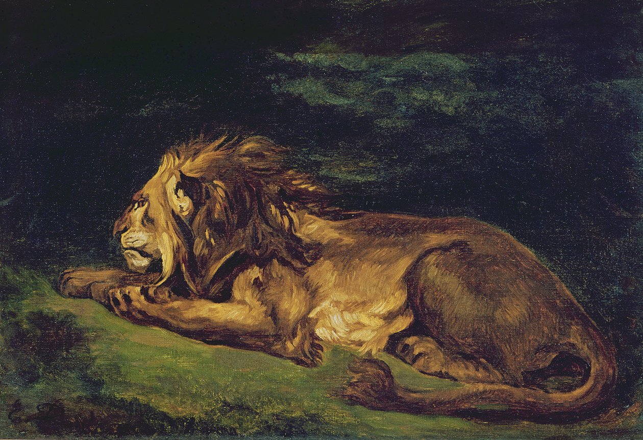Løven hviler af Ferdinand Victor Eugene Delacroix