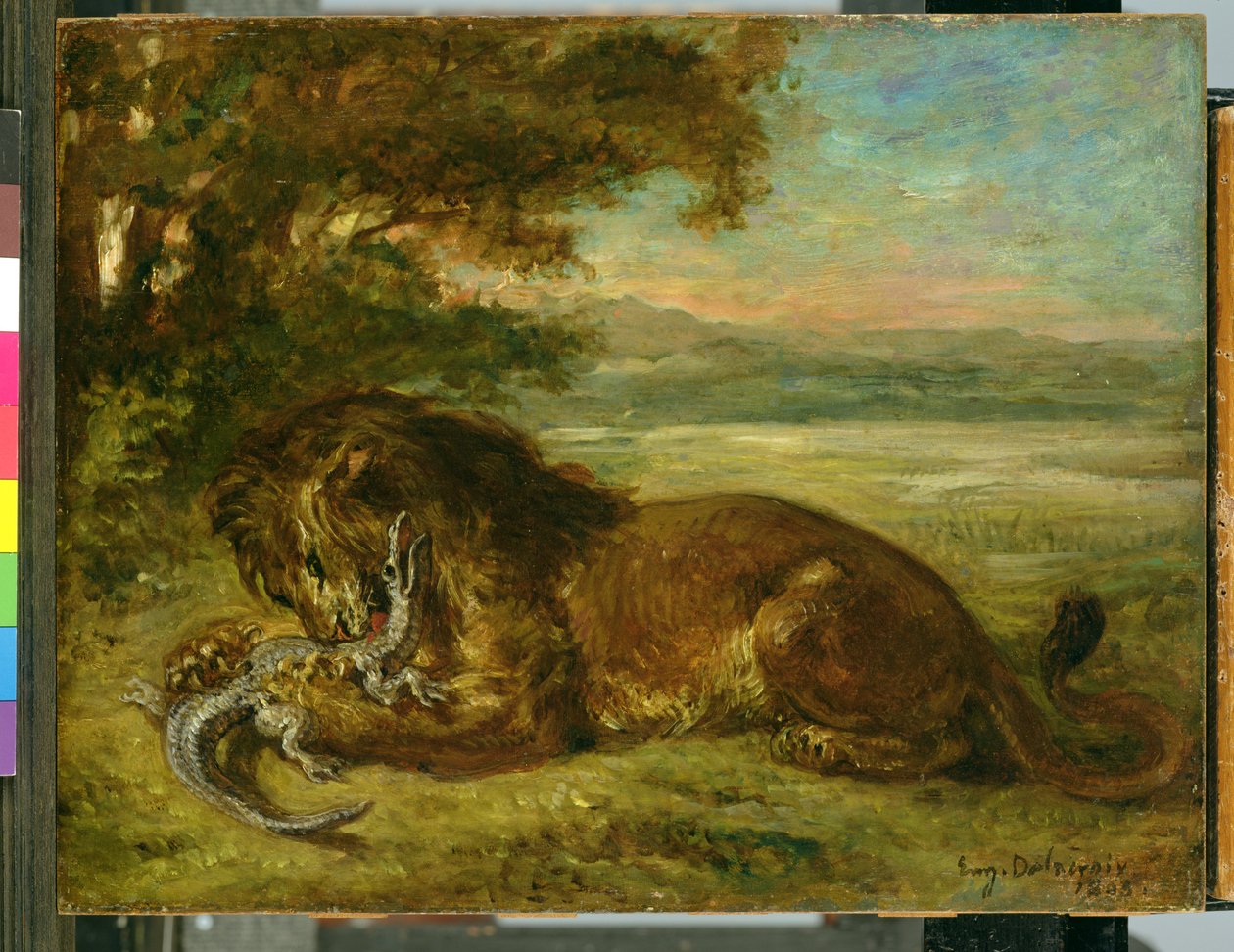 Løve og alligator, 1863 af Ferdinand Victor Eugene Delacroix
