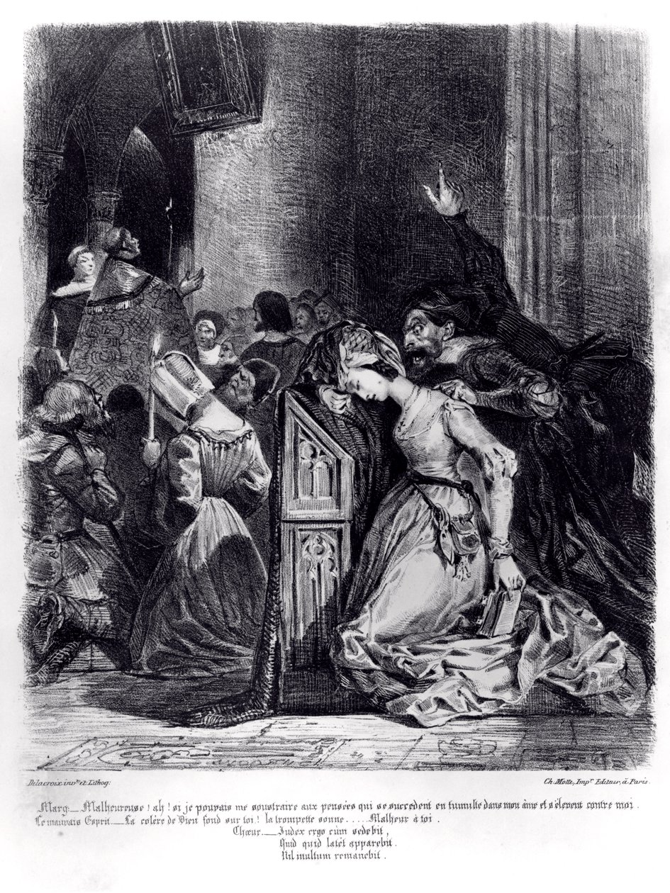 Marguerite i kirken med de onde ånder: illustration fra 