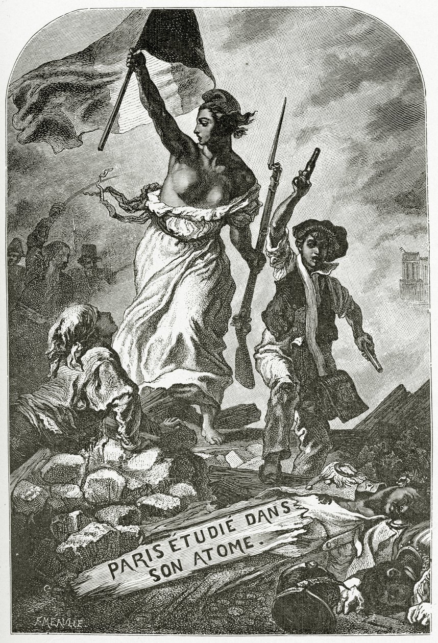 Paris Etudie dans son Atome, 1800-tallet (bw-gravering) af Ferdinand Victor Eugene Delacroix