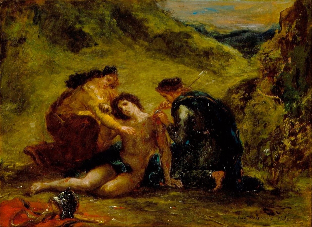 San Sebastian med Saint Irene og en ledsager af Ferdinand Victor Eugene Delacroix