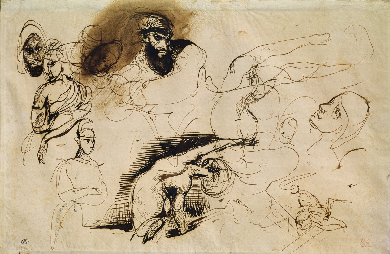 Skitse til Sardanapalus af Ferdinand Victor Eugene Delacroix