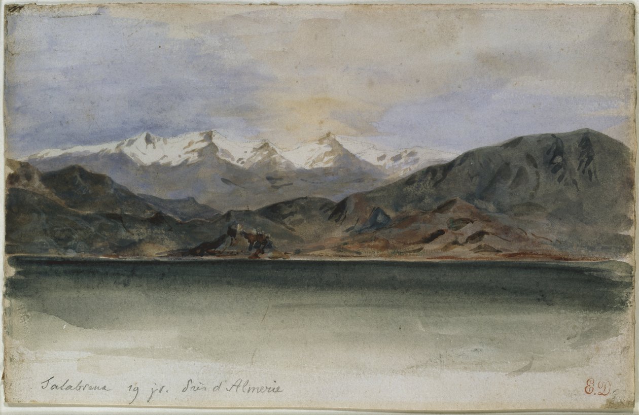 Spanske kyst nær Salobrena (akvarel) af Ferdinand Victor Eugene Delacroix
