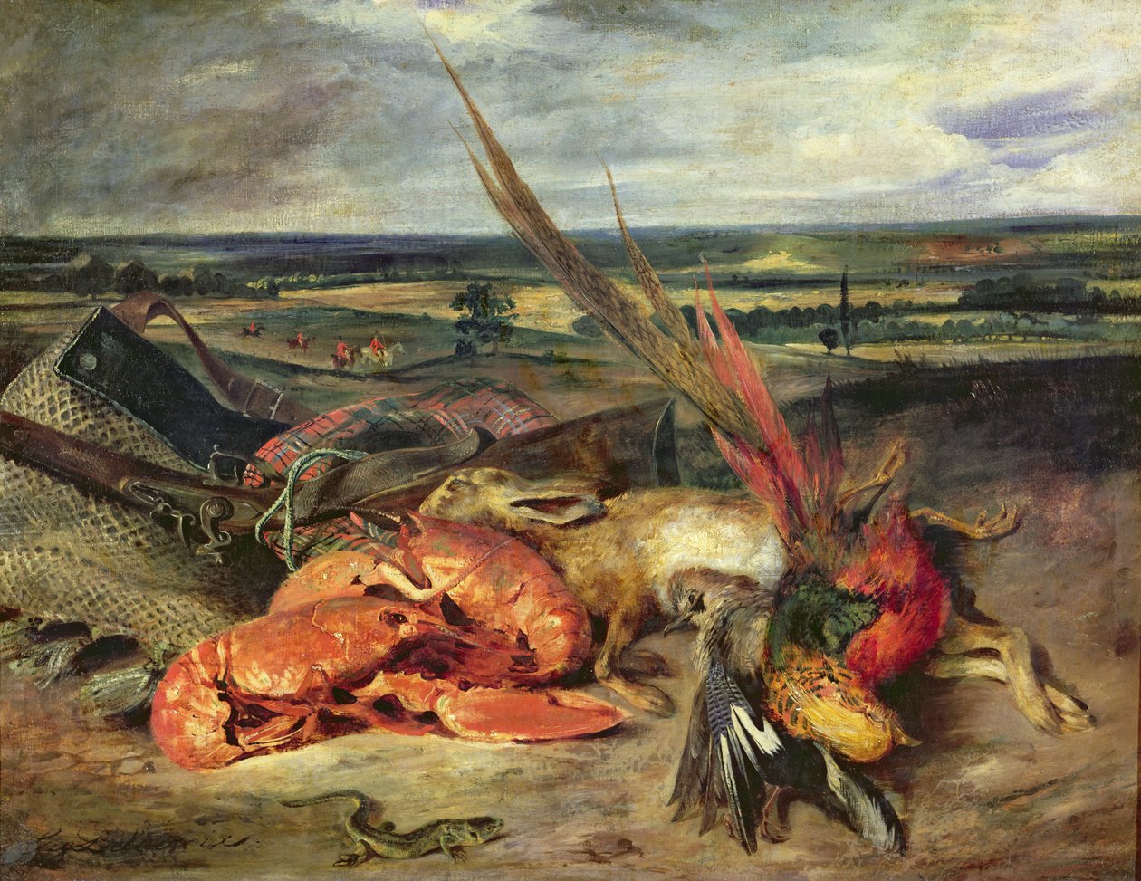 Stilleben med hummere, 1826-27 af Ferdinand Victor Eugene Delacroix
