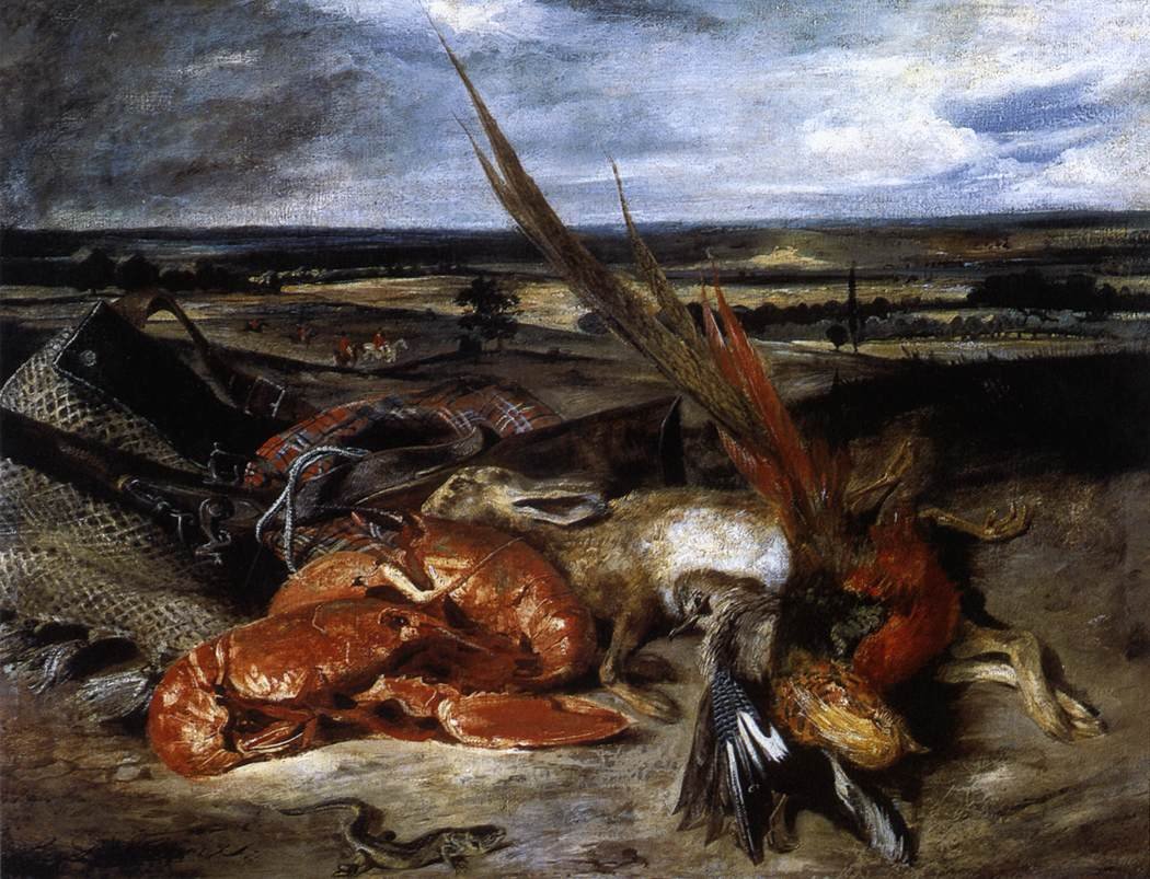 Stilleben med hummer af Ferdinand Victor Eugene Delacroix