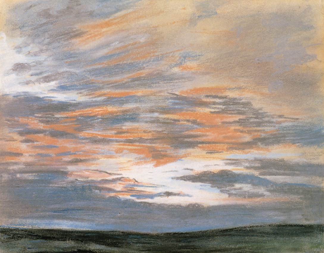 Studie af himlen ved solnedgang af Ferdinand Victor Eugene Delacroix