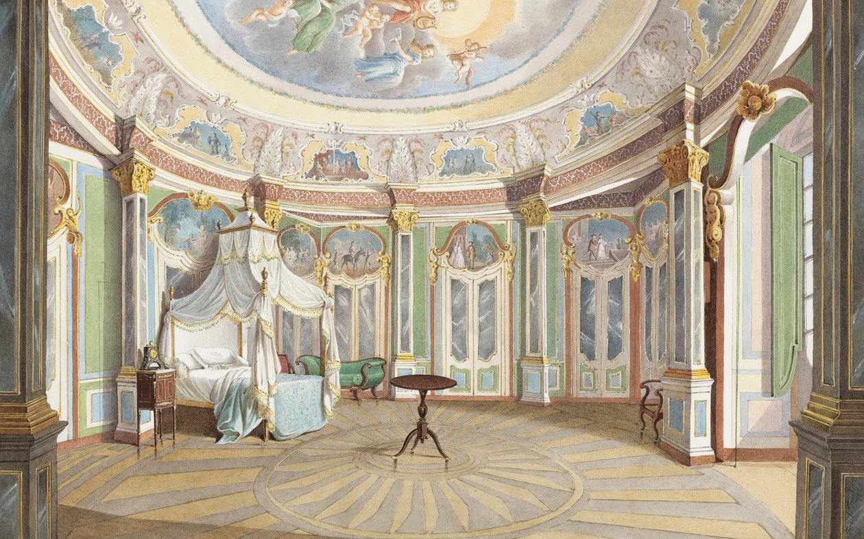 Soveværelse for kong Pedro IV af Portugal (kejser Dom Pedro I fra Brasilien), Palace of Queluz af Ferdinand le Feubure