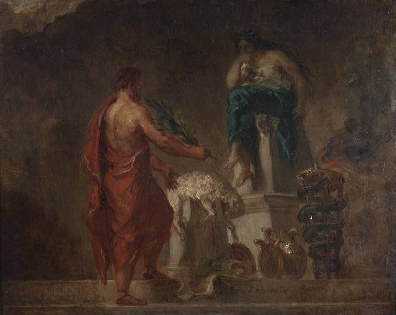 Lycurgus rådfører sig med Pythia af Ferdinand Victor Eugene Delacroix
