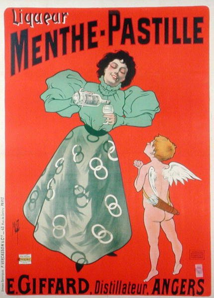 Plakat med reklame for Menthe-Pastille, destilleret af E. Giffard (farve litografi) af Ferdinand  Misti Mifliez