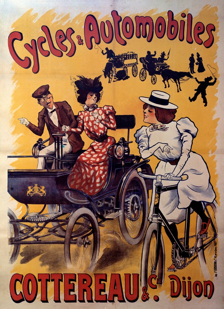 Plakat for cykler og biler Cottereau et compagnie. begyndelsen af det 20. århundrede (plakat) af Ferdinand (1865 1923) Misti Mifliez