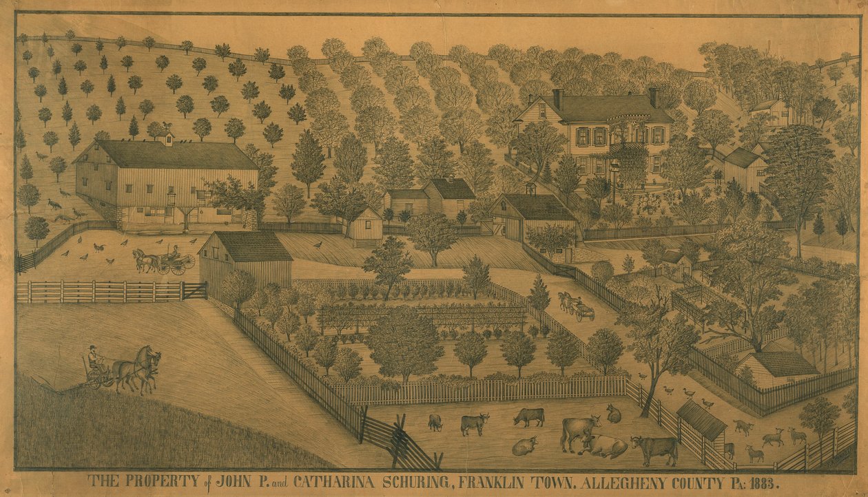 John P. og Catharina Schurings ejendom, Franklin Town, Allegheny County, Pennsylvania af Ferdinand A. Brader