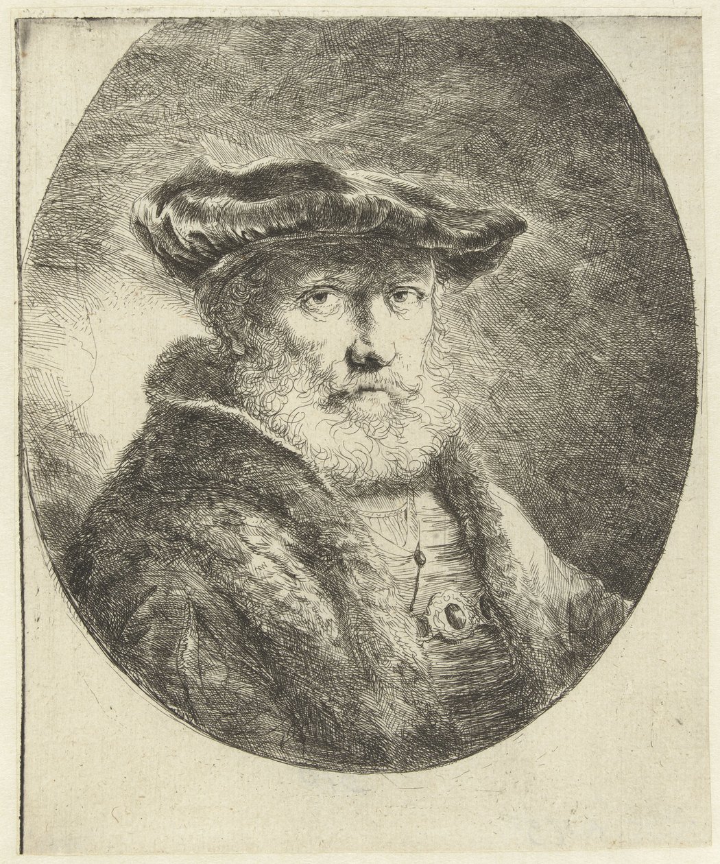Buste af en gammel mand med en fløjlsbasker af Ferdinand Bol