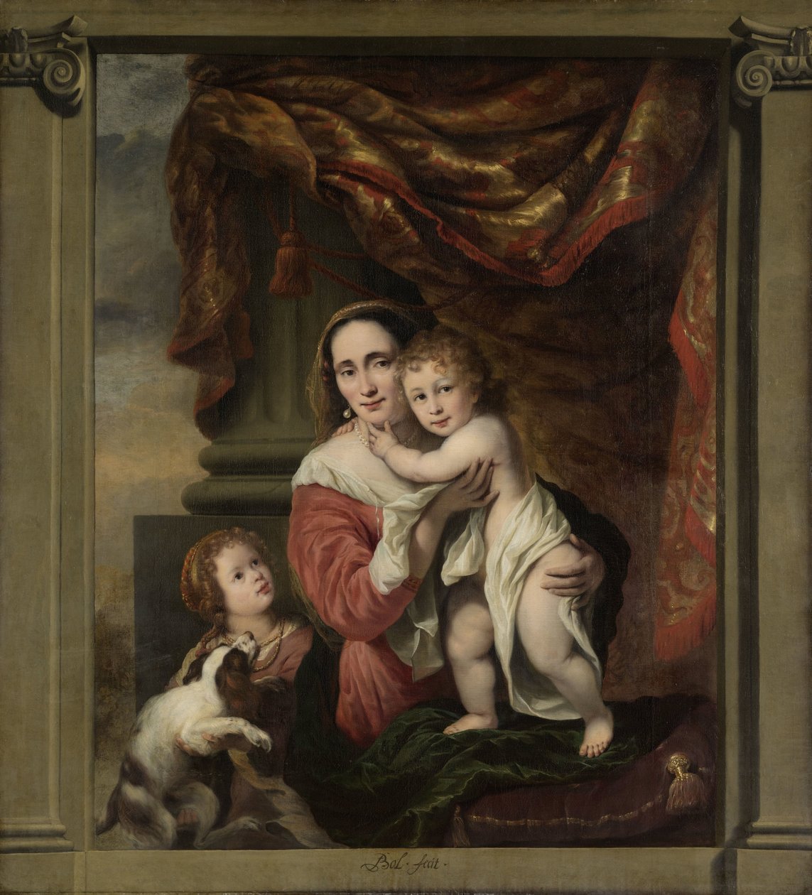 Caritas: Joanna de Geer (1629-1691) med sine børn Cecilia Trip (1660-1728) og Laurens Trip (f. 1662) af Ferdinand Bol