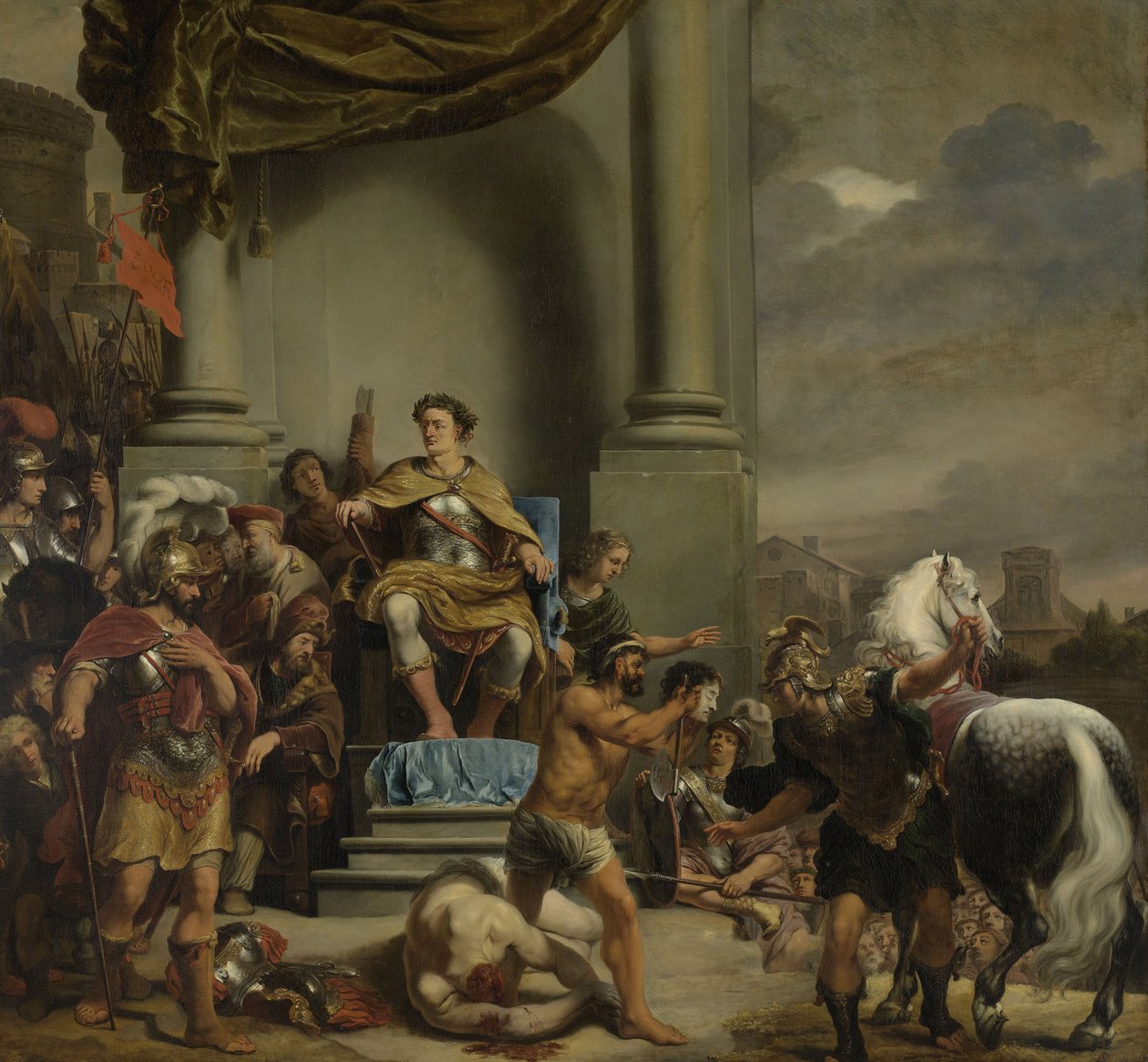 Konsul Titus Manlius Torquatus beordrer halshugning af sin søn, 1662-1664 af Ferdinand Bol