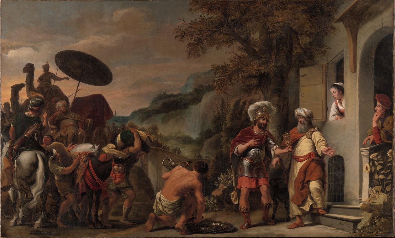 Elisa afviser Naamans gaver af Ferdinand Bol