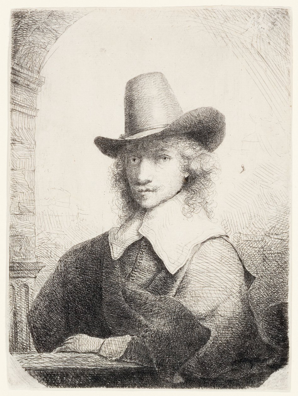 Mand i høj hat, c.1645-50 af Ferdinand Bol
