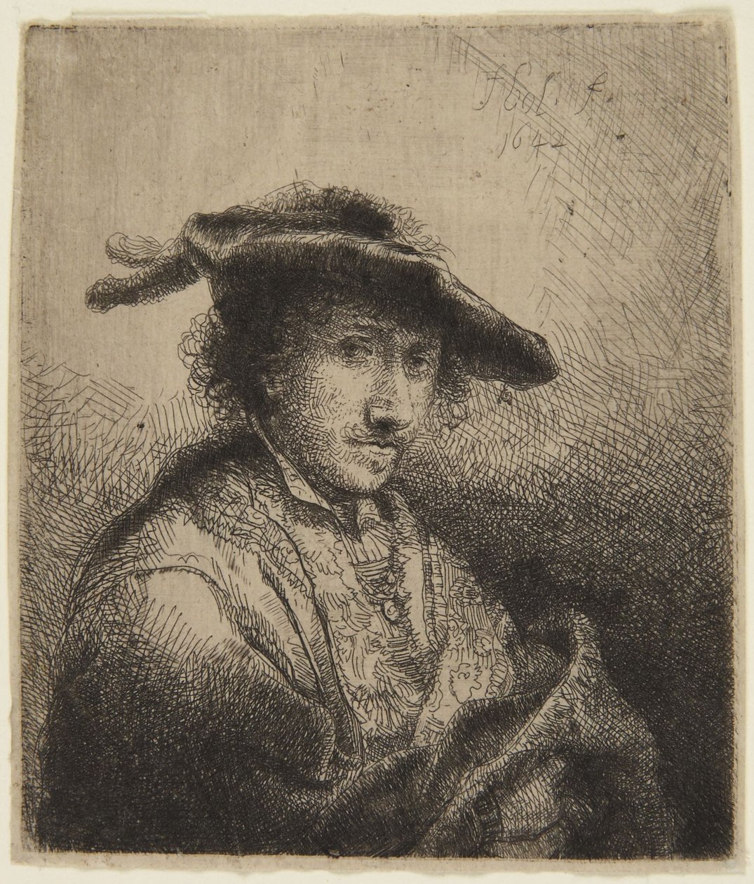 Mand med fjer i huen af Ferdinand Bol