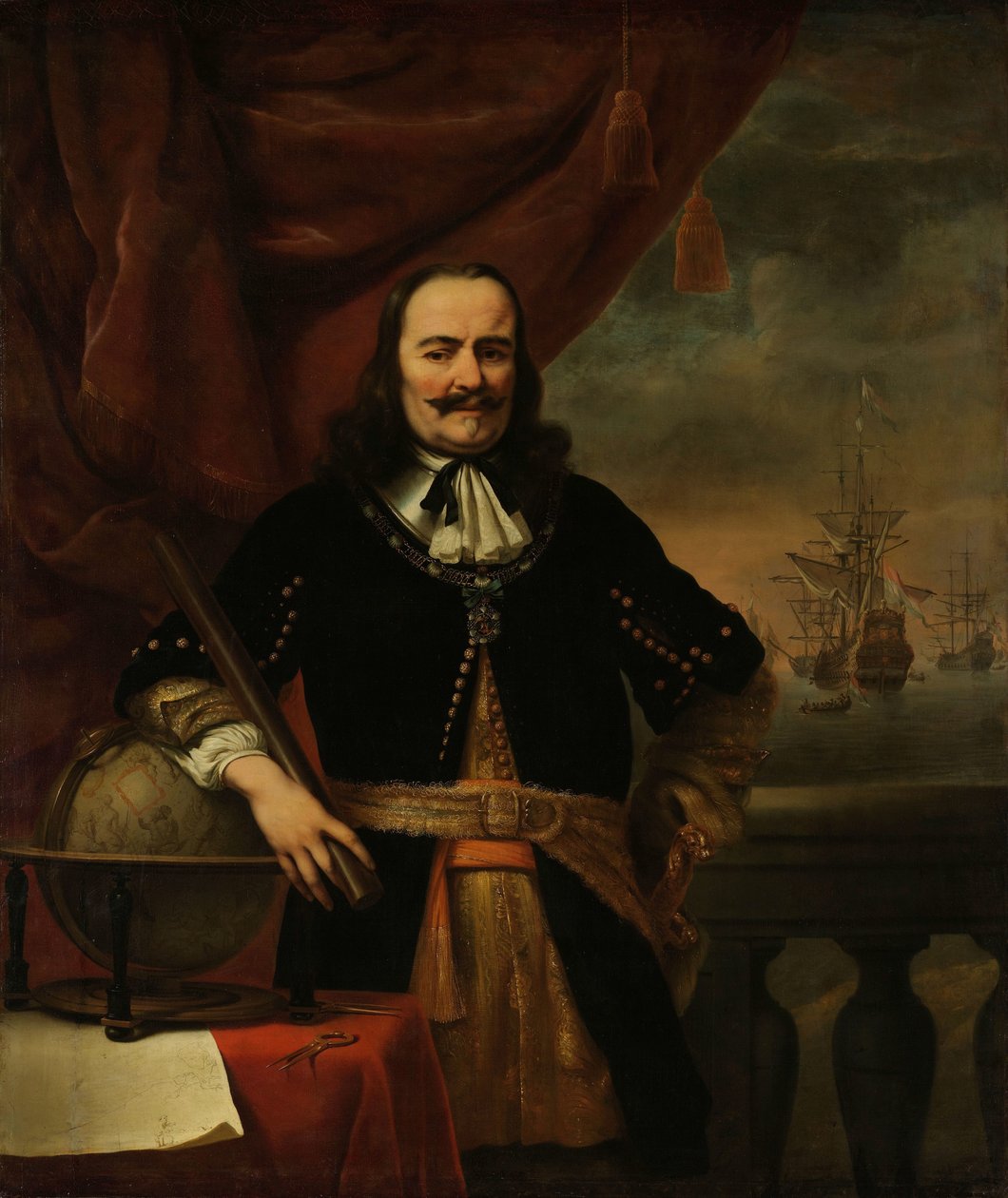 Michiel de Ruyter som løjtnant-admiral Portræt af Michiel Adriaenszoon de Ruyter (1607-1676), viceadmiral af Ferdinand Bol