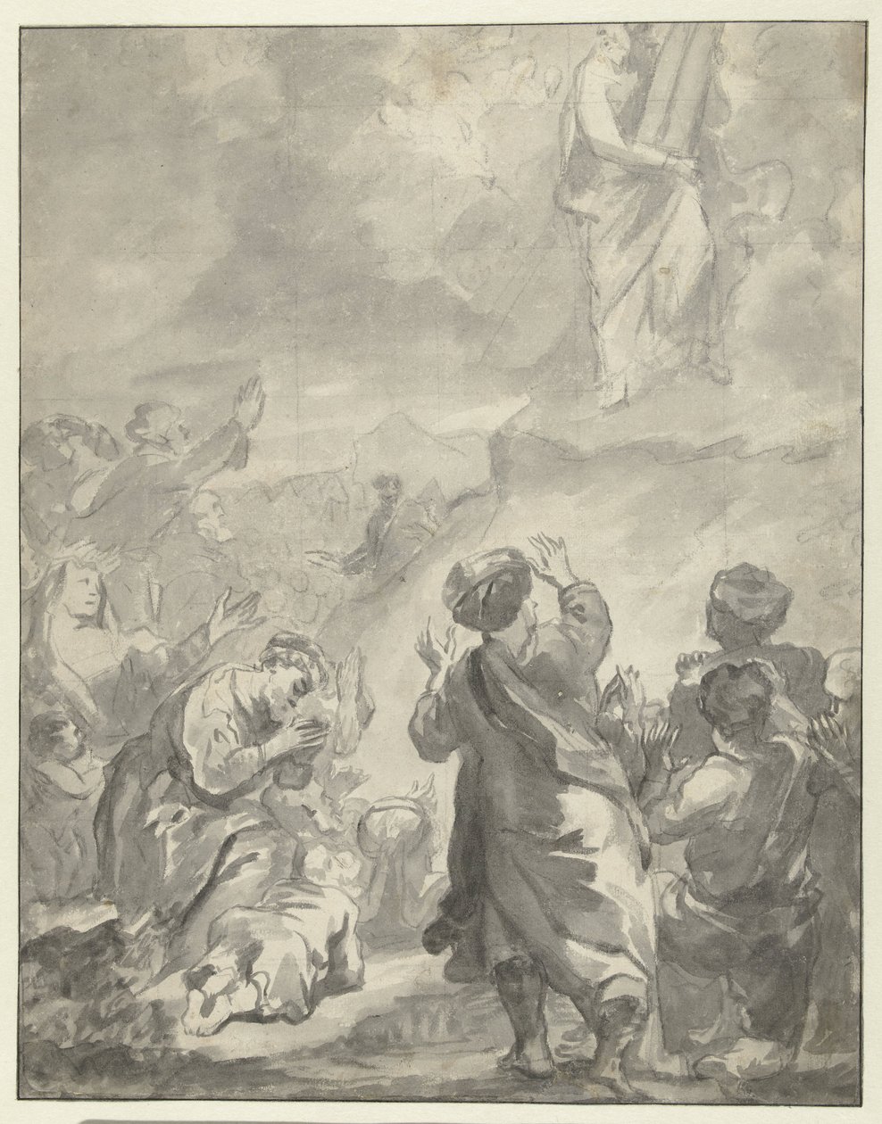 Moses stiger ned fra Sinai-bjerget med de ti bud af Ferdinand Bol
