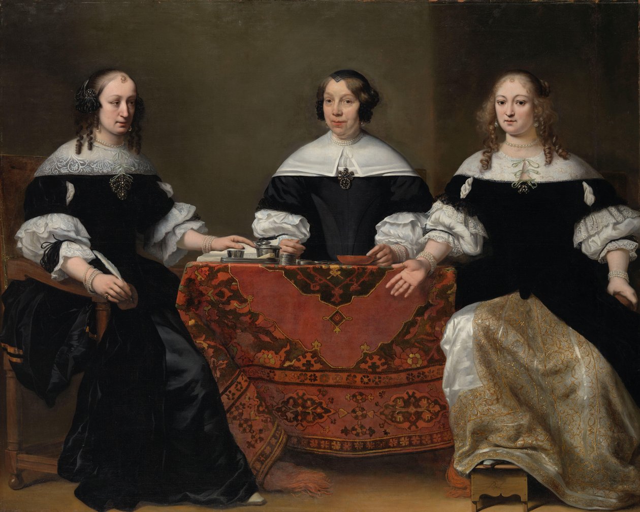 Portræt af de tre regentinder af Leprozenhuis, Amsterdam Tre Regentesser af Spedalske Asyl i Amsterdam, 1668 af Ferdinand Bol