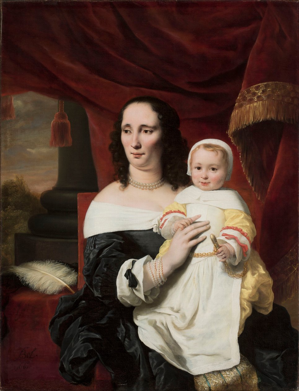 Portræt af Johanna de Geer-Trip med hendes datter Cecylia af Ferdinand Bol