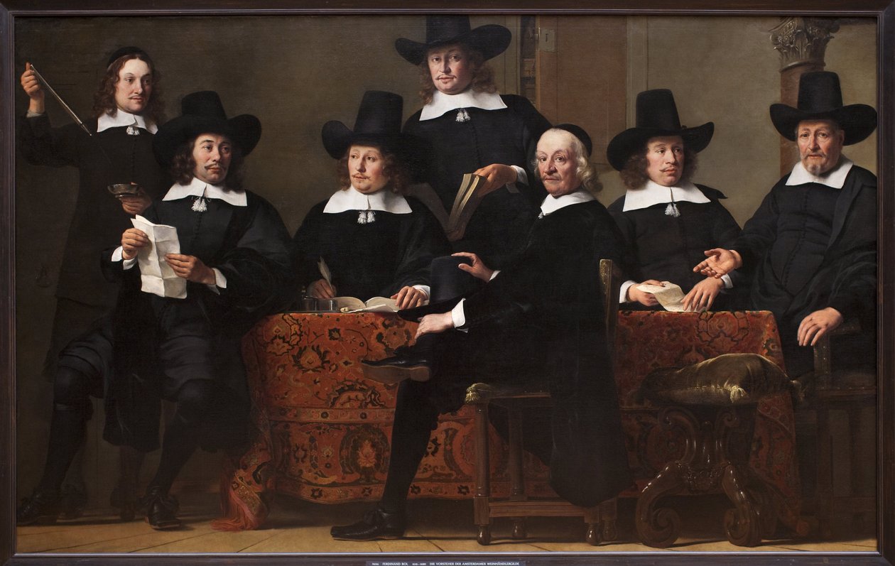 Præsident for Amsterdam Wine Merchants Guild (Holland). Maleri af Ferdinand Bol (1616-1680), olie på lærred, omkring 1659. Hollandsk kunst af Ferdinand Bol