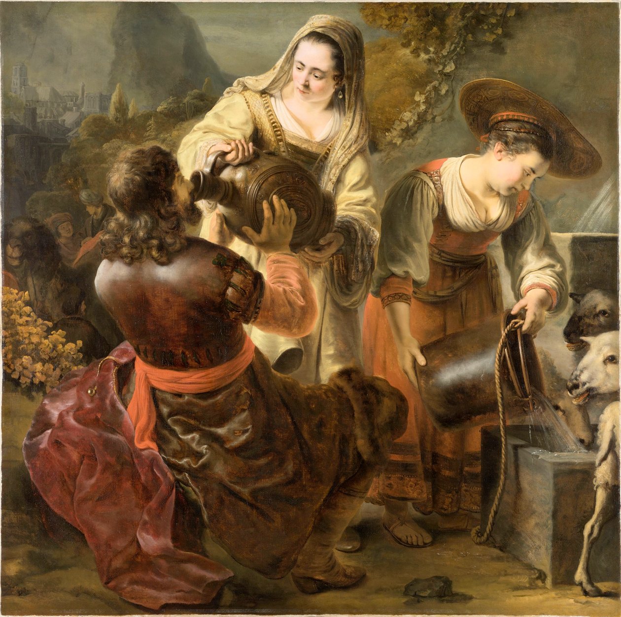 Rebecca og Eliezer ved brønden, ca. 1645. af Ferdinand Bol