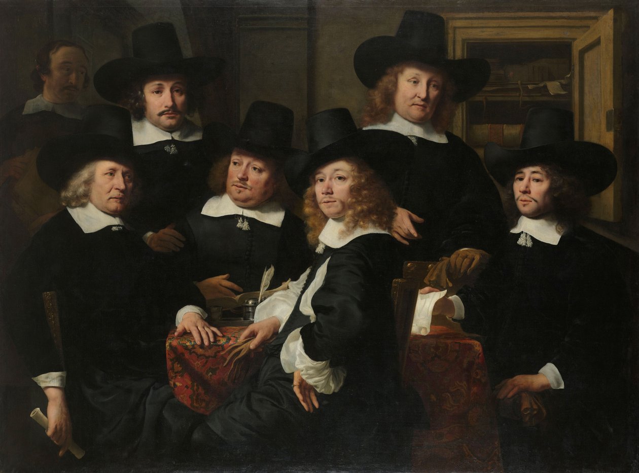 Six Regents and the Beadle of the Nieuw Zijds Institute for the Outdoor Relief of the Poor, Amsterdam, 1657 af Ferdinand Bol