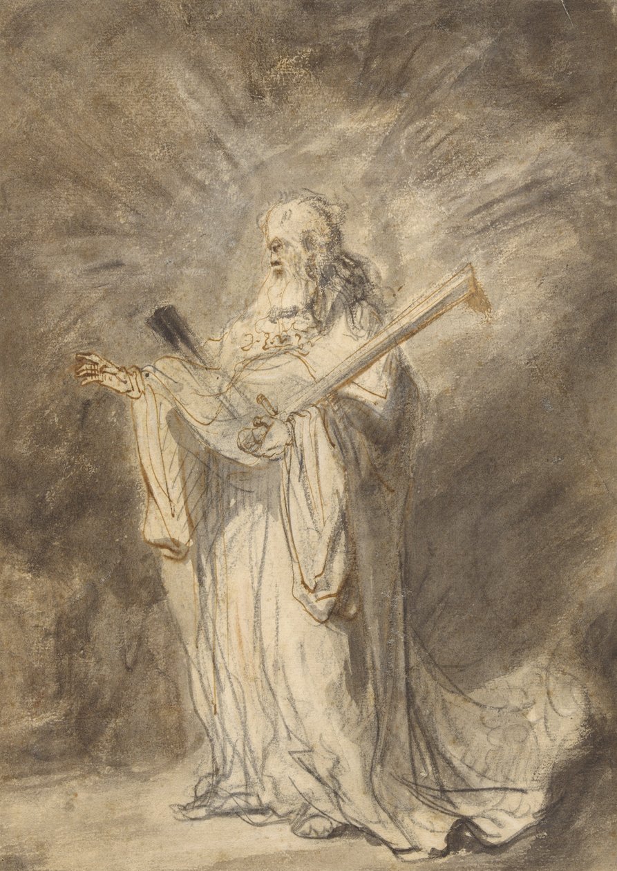 Guds budbringer viser sig for Josva af Ferdinand Bol