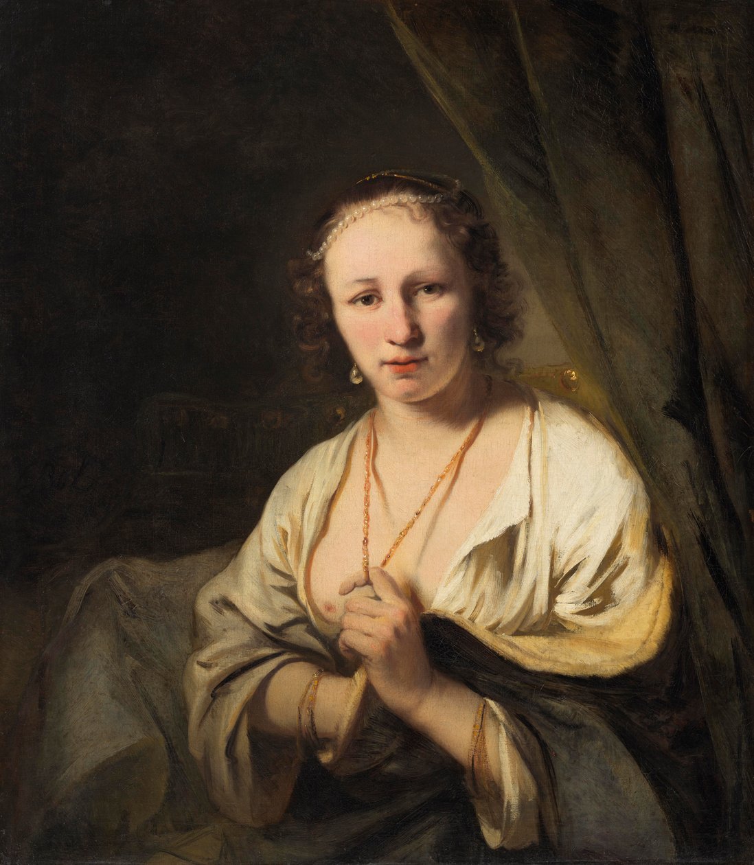 Kvinde med perler i håret, ca. 1653 af Ferdinand Bol