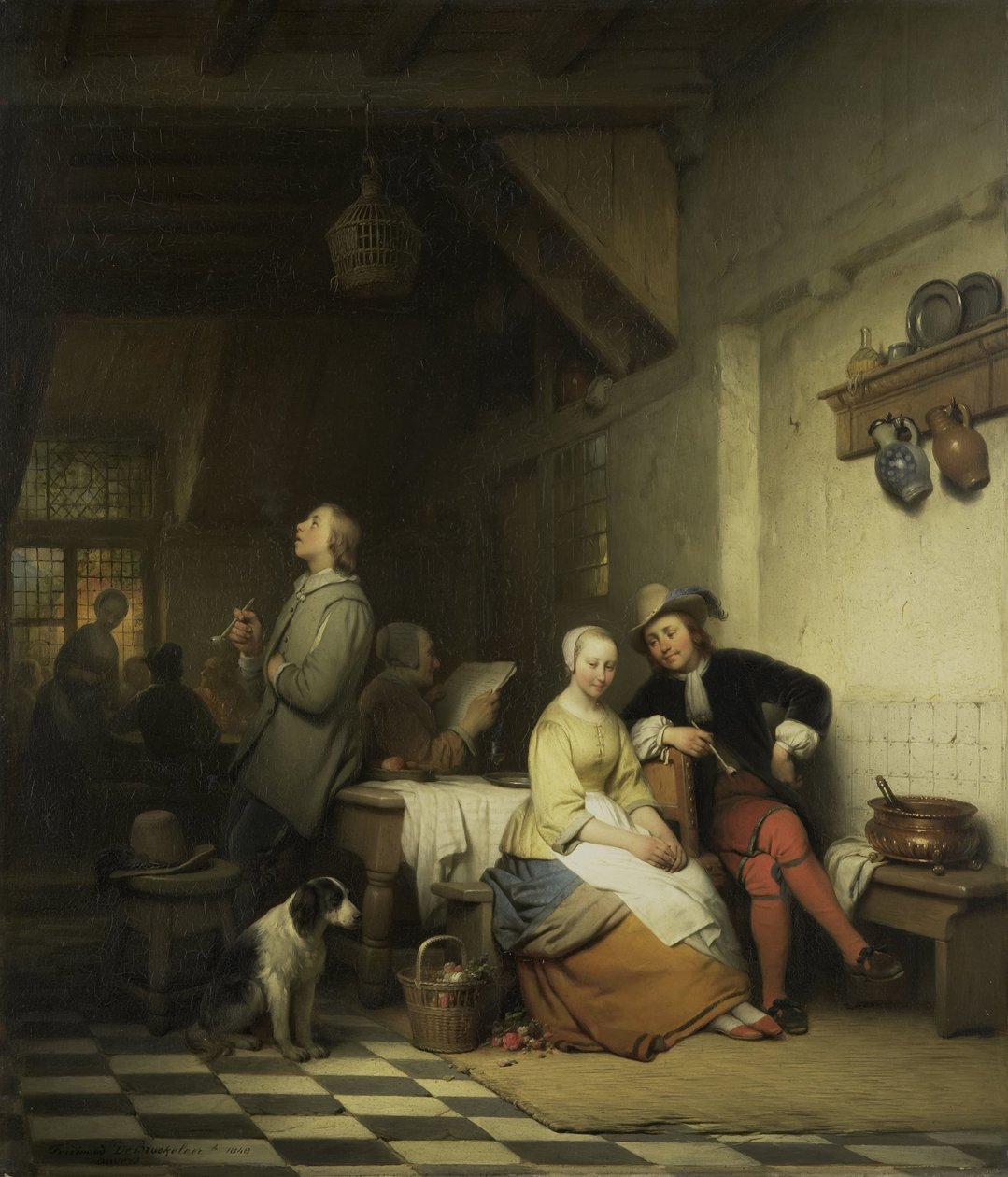 Interiør af en Kro, med Figurer i 1600-talsdragt af Ferdinand De Braekeleer (I)