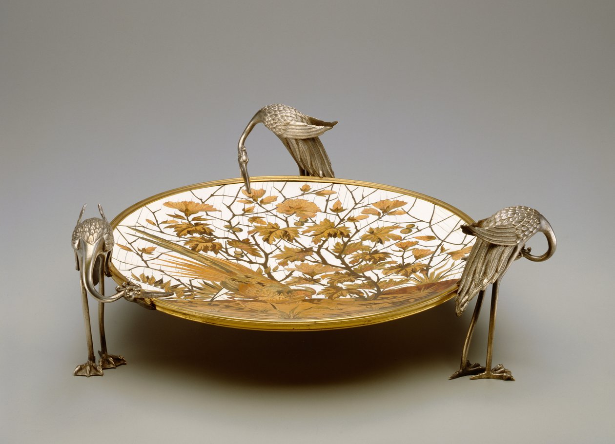 Coupe, ca. 1878 (forsølvet messing, intarsia af elfenben, kobberlegering og træ) af Ferdinand Duvinage