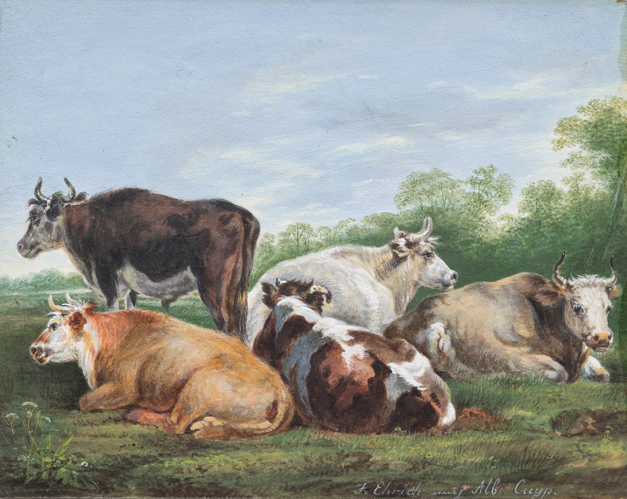 Køer på en græsgang af Ferdinand Ehricht der Jüngere