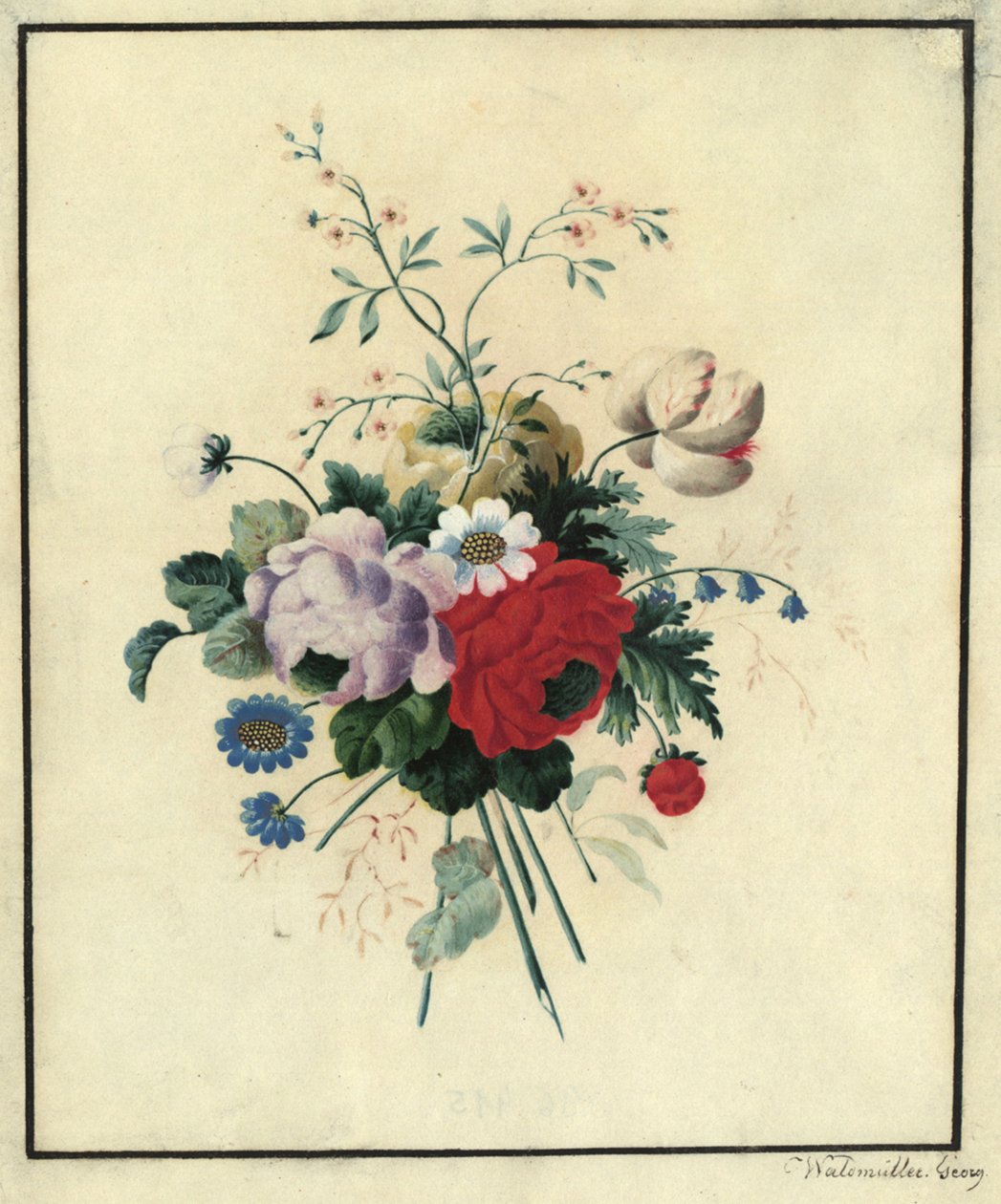 Roser, tulipaner, margueritter af Ferdinand Georg Waldmüller