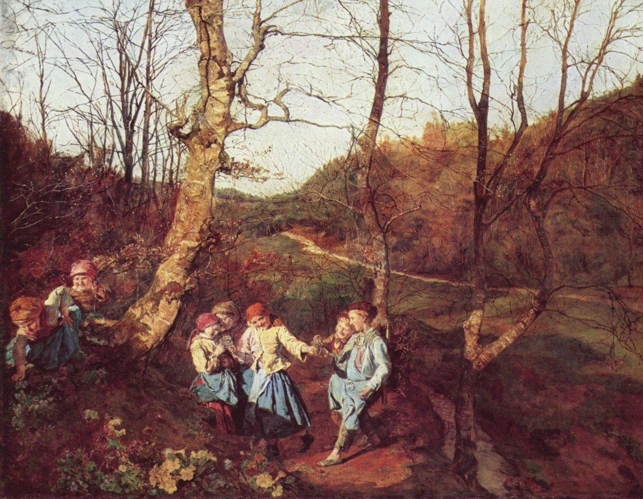 Forår i Wienerwald (Violetplukkerne) af Ferdinand Georg Waldmüller