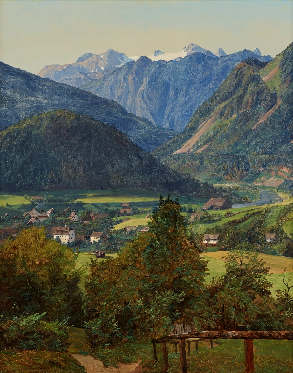 Dachstein fra Sophien dobbeltudsigt nær Ischl af Ferdinand Georg Waldmuller