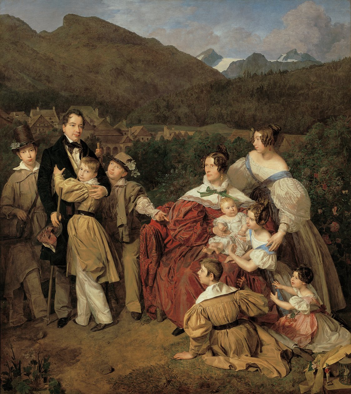 Notaren Dr. Josef August Eltz med sin kone Caroline, født Schaumburg, og deres otte børn i Ischl af Ferdinand Georg Waldmuller