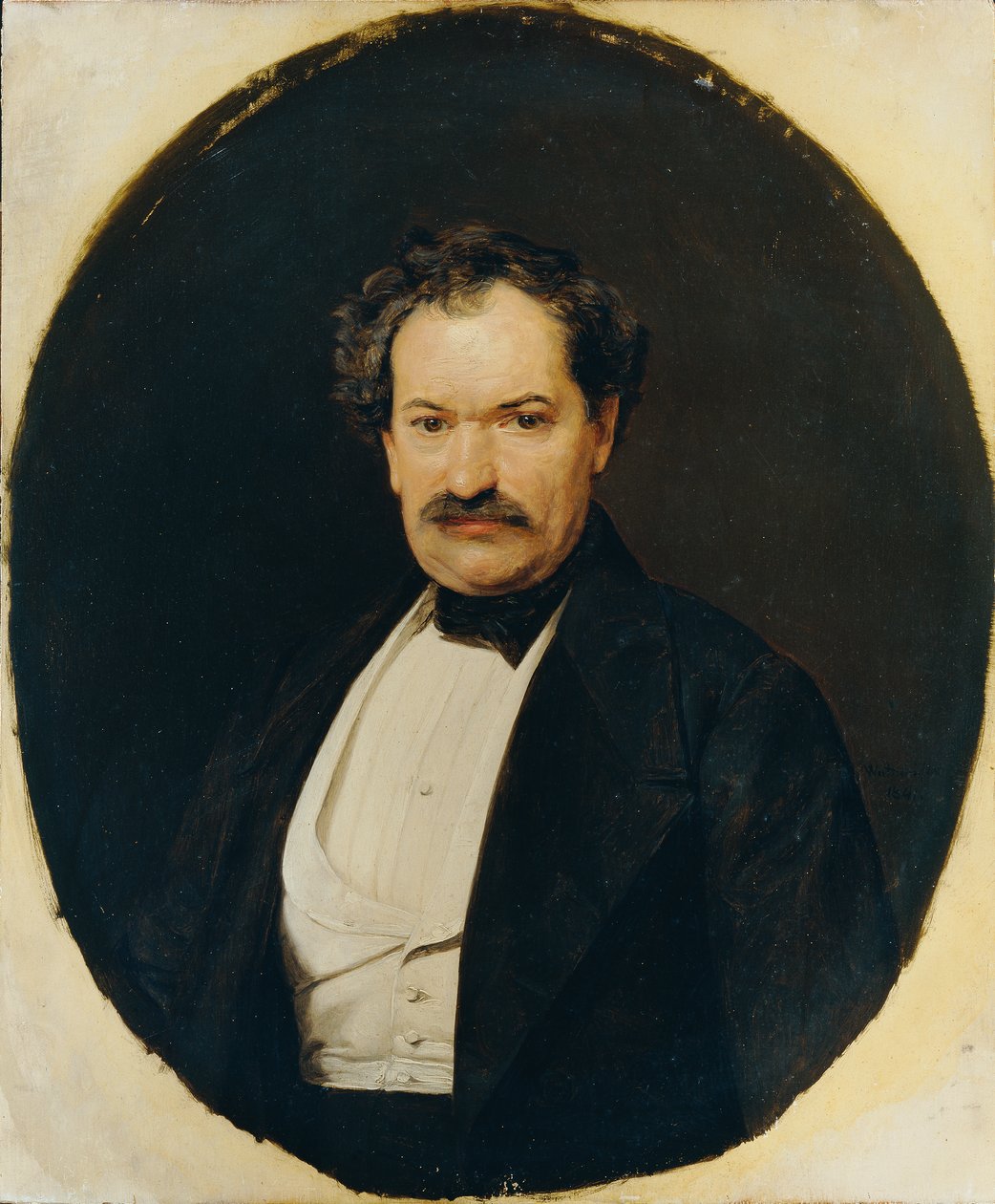 Herre i sort frakke med hvid vest af Ferdinand Georg Waldmuller