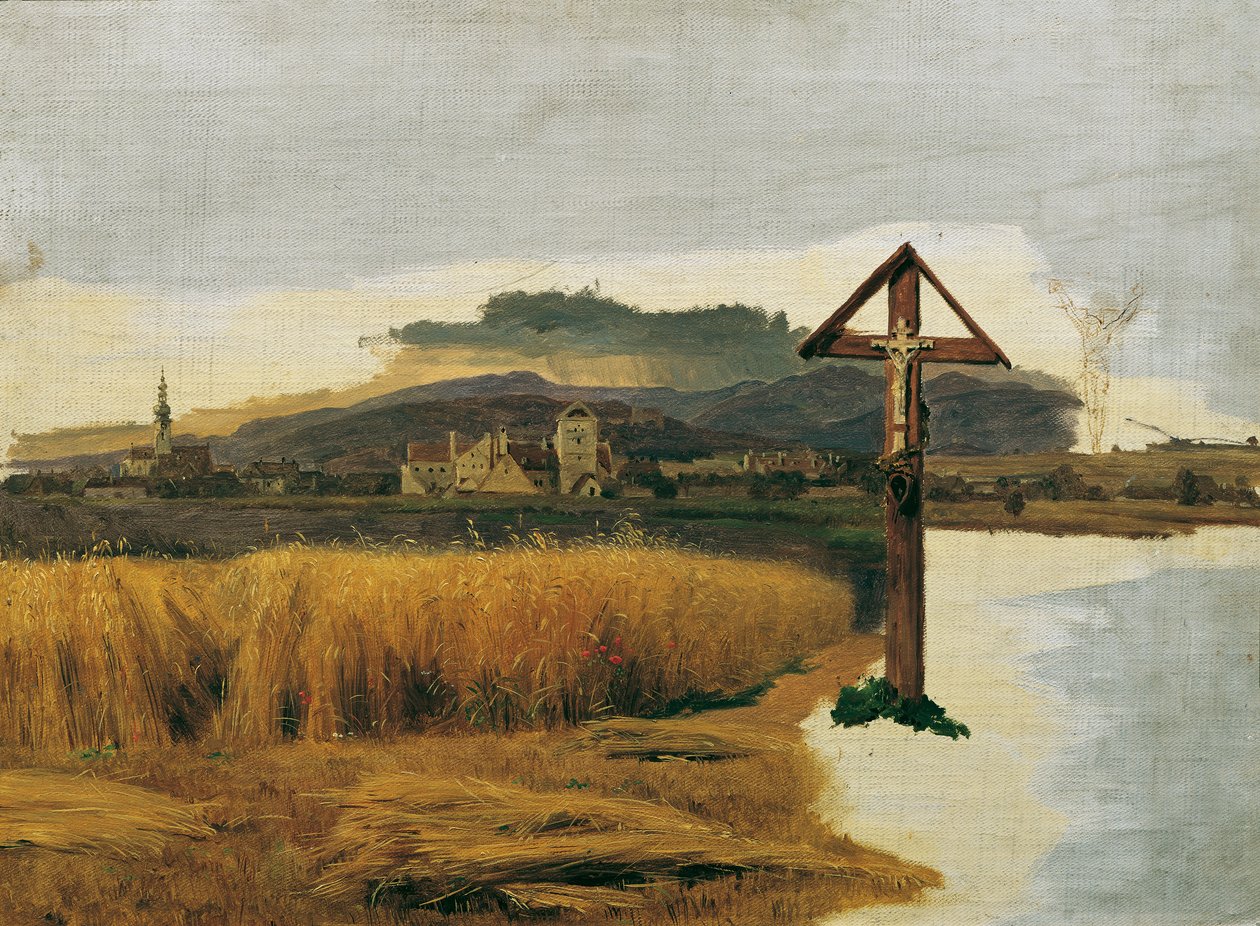 Landskab af Brunn am gebirge af Ferdinand Georg Waldmuller