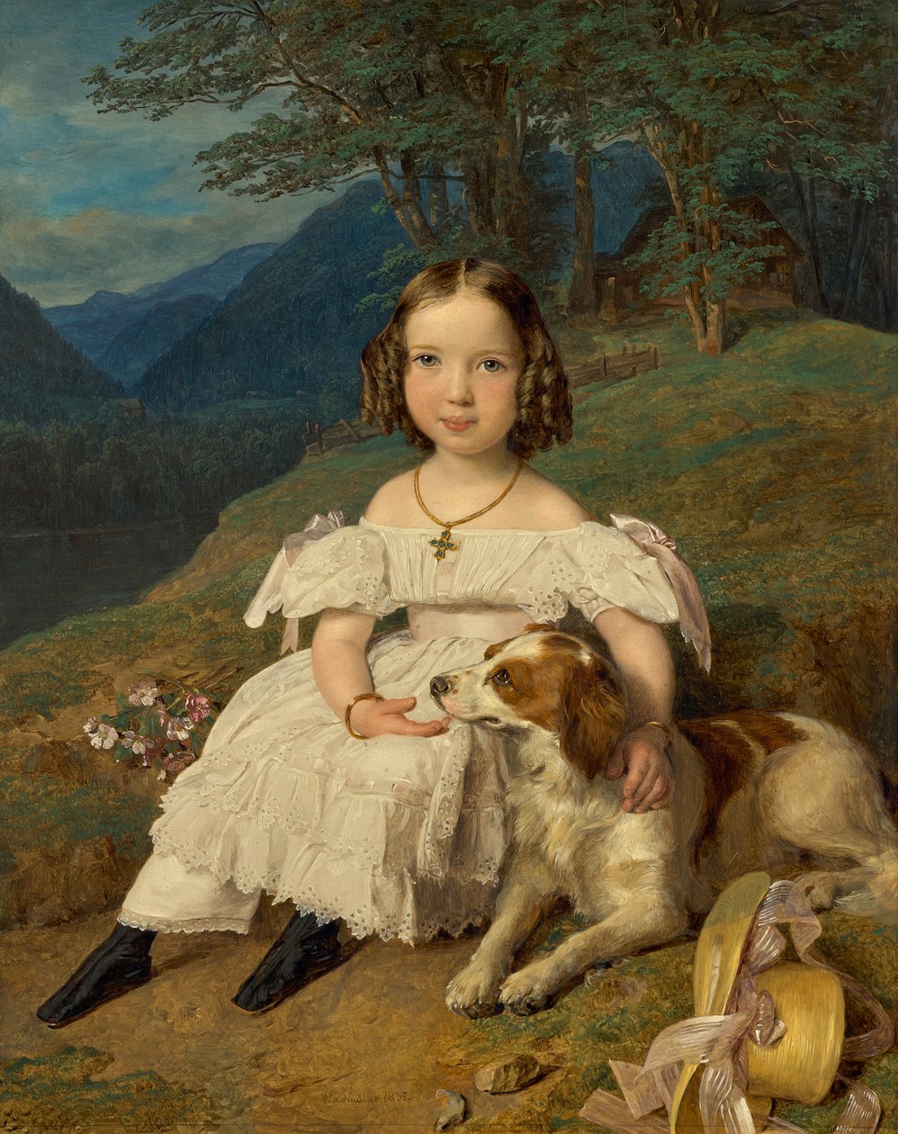 Portræt af grevinde Julia Alexandrovna Apraxina 1830-1917 som barn, 1835. af Ferdinand Georg Waldmuller