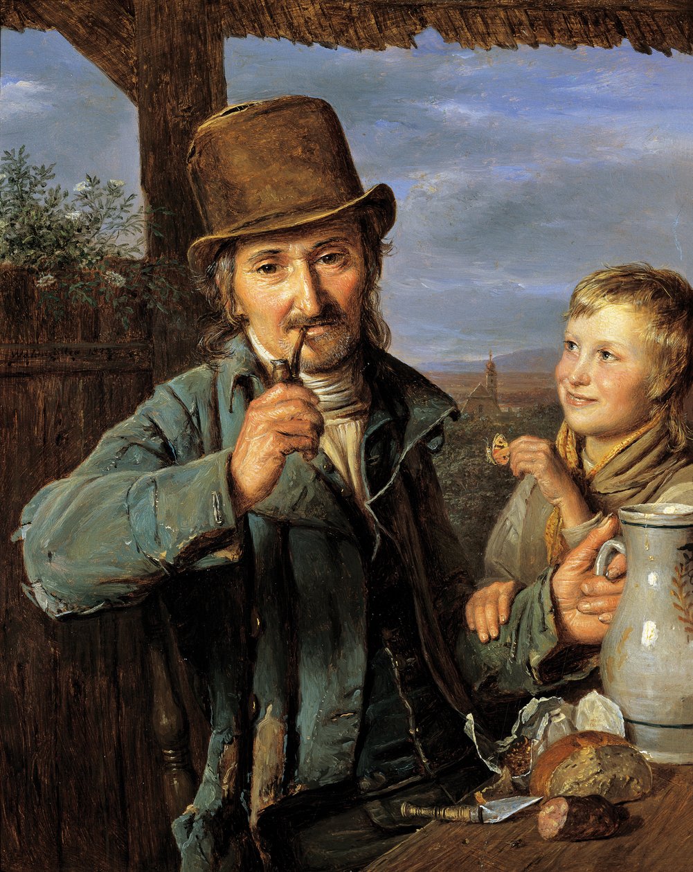 Daglejer med sin søn af Ferdinand Georg Waldmuller