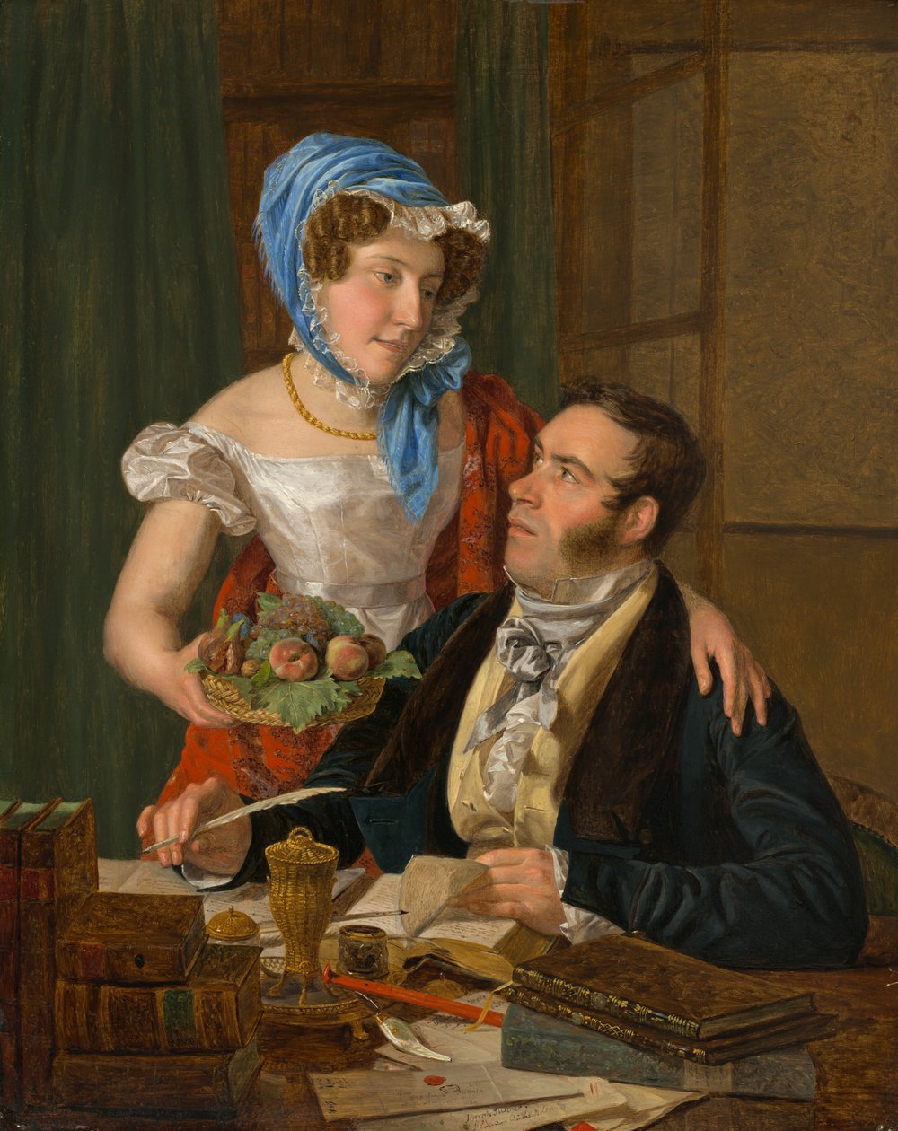 Kartografen professor Josef Jüttner og hans kone, 1824. af Ferdinand Georg Waldmuller