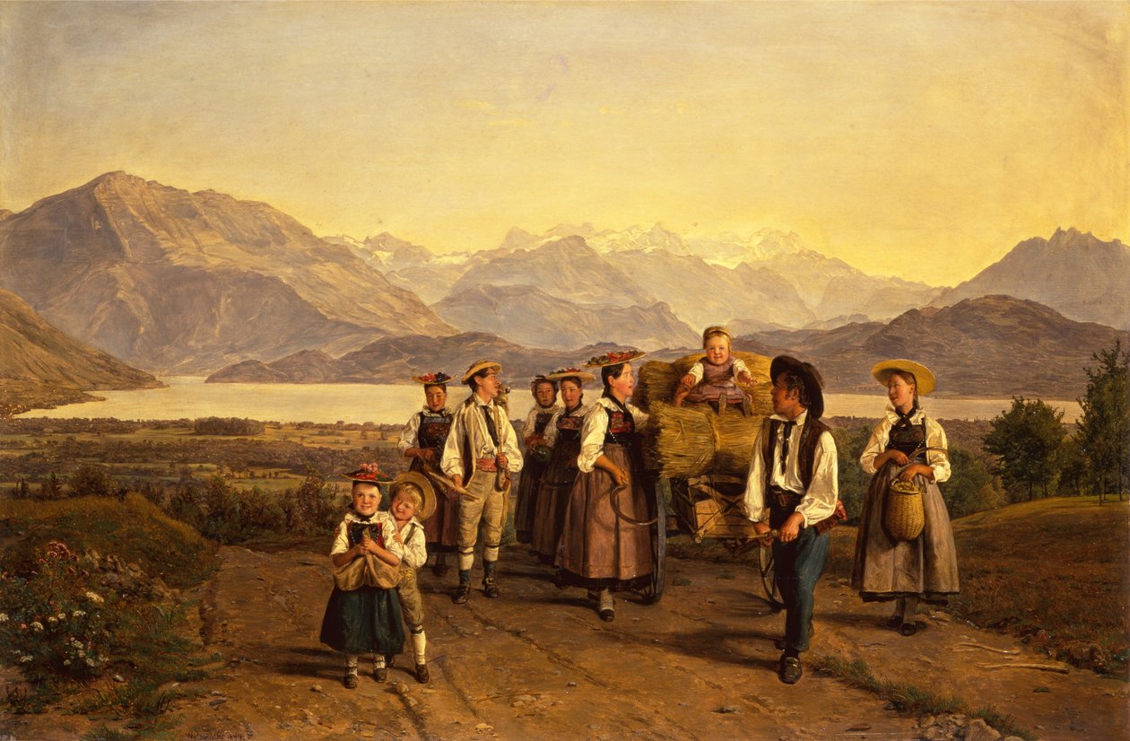 Hjemkomsten fra høsten på Zug-søen af Ferdinand Georg Waldmuller