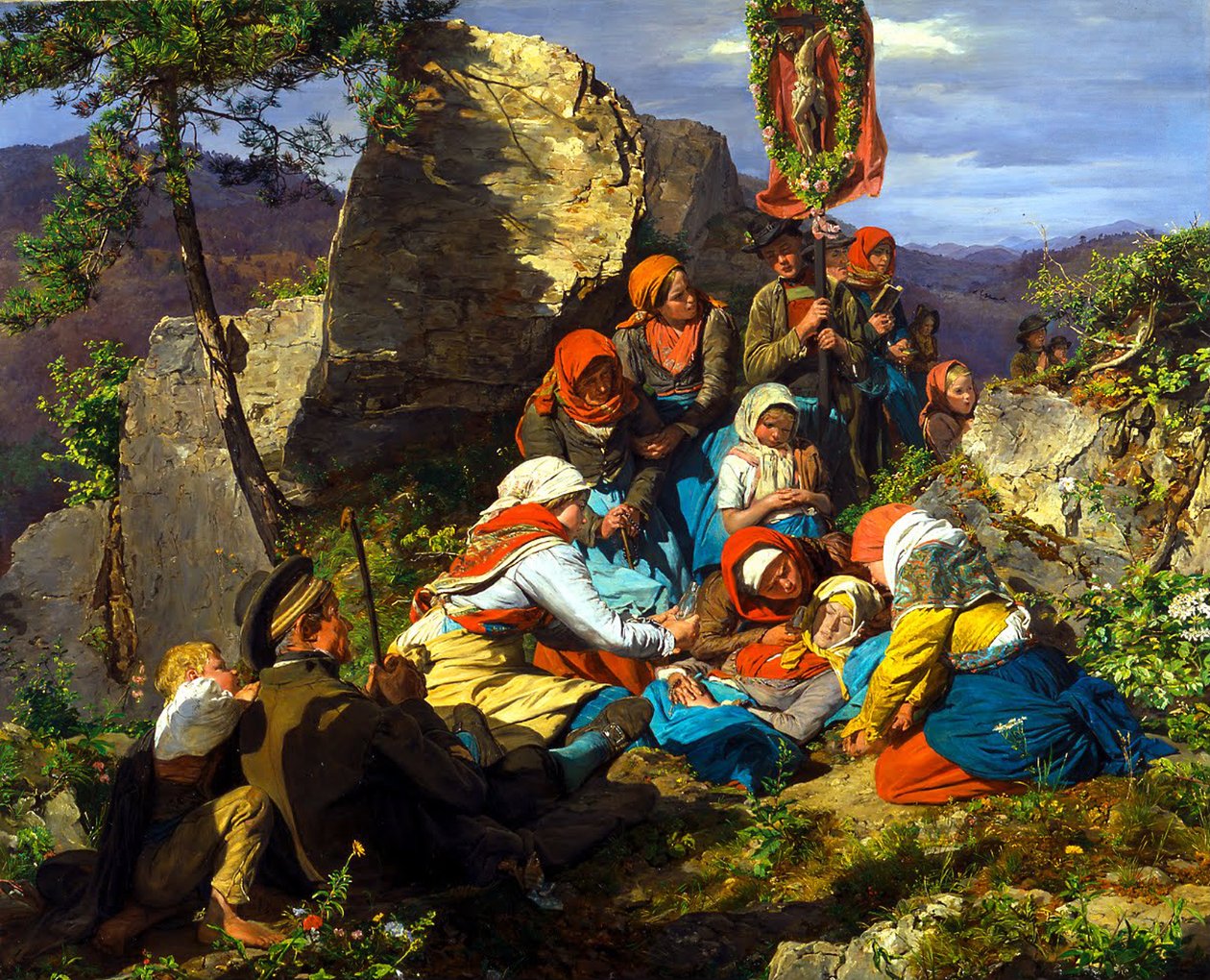 Den afbrudte pilgrimsrejse Den syge pilgrim, 1858 af Ferdinand Georg Waldmuller
