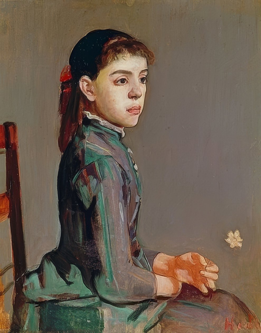 Ung pige - Louise Duchosal. 1885 af Ferdinand Hodler