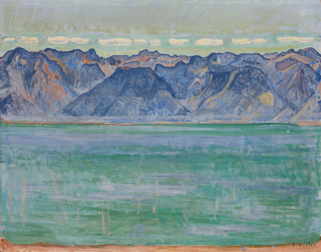 Genevesøen med Savoyalperne, ca. 1905. af Ferdinand Hodler